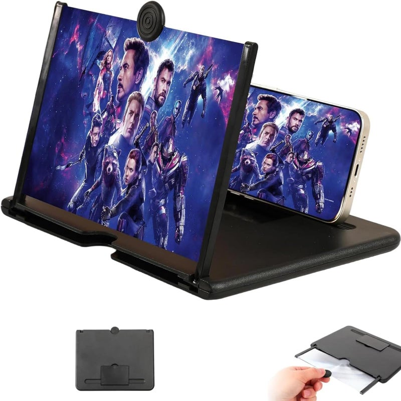 MeiAid 2026 Upgraded Big Screen Phone Magnifier,3D HD Screen Amplifier with Foldable Stand, Portable Mobile Magnifier for Movies & Gaming, Universal Compatible with All Smartphones (12in) - Image 1