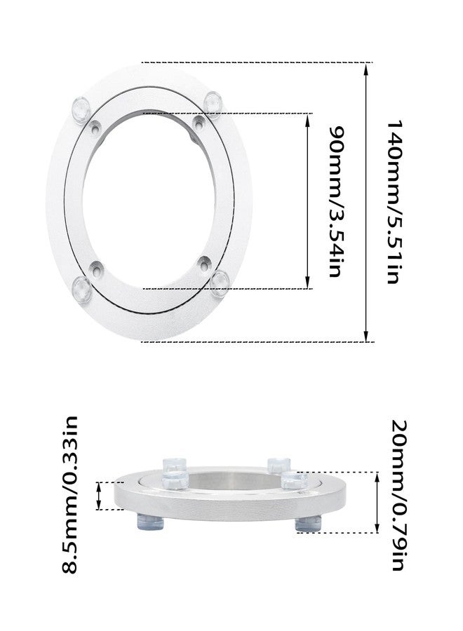 Adyoney 2Pcs 140mm / 5.51" Aluminum Alloy Lazy Susan Turntable Bearings, 6" Round Rotating Bearing Turntable Base(Base Only), for Kitchen Storage, Corner Shelves, Book Rack - Image 2