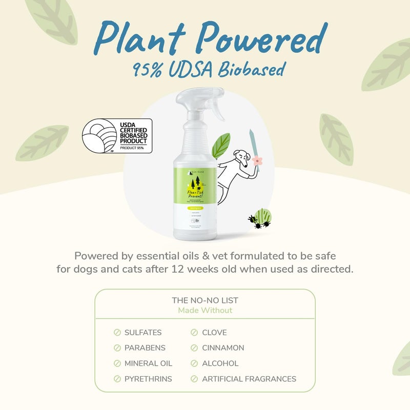 kin+kind Plant Based Flea and Tick Spray for Dogs and Cats â€“ Essential Oil Formula with Lemongrass â€“ Flea and Tick Prevention for Cats, Kittens, Puppies & Dogs - Pet Supplies - Family Safe â€“ 32 fl oz - Image 3