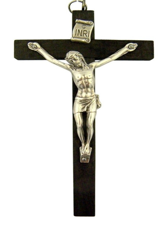 WJH Dark Oak Wood Nuns Pectoral INRI Cross Crucifix for Rosary, 4 Inch by WJH - Image 1