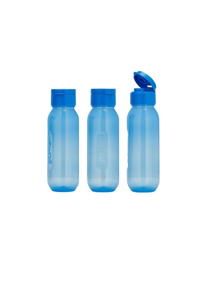 Gluman 500 ml Leak proof Plastic Claro Mini Spout Water Bottle Set of 3 | Anti-Bacterial & BPA Free | Flip-Top Spout Lid Plastic | 100% Food Grade | Ideal for Gym, Travel, School, Office, Kids - Blue - Image 1