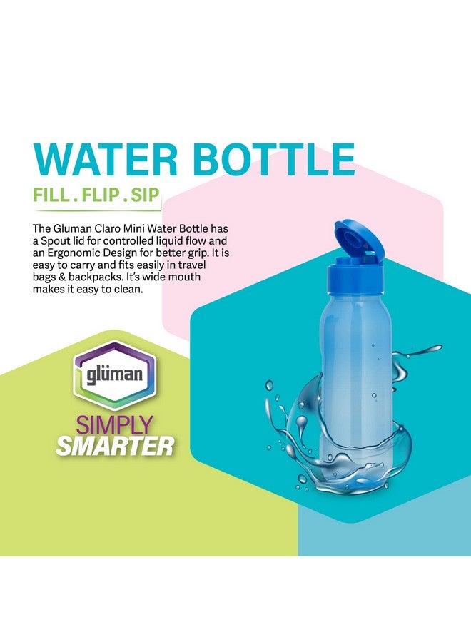 Gluman 500 ml Leak proof Plastic Claro Mini Spout Water Bottle Set of 3 | Anti-Bacterial & BPA Free | Flip-Top Spout Lid Plastic | 100% Food Grade | Ideal for Gym, Travel, School, Office, Kids - Blue - Image 2