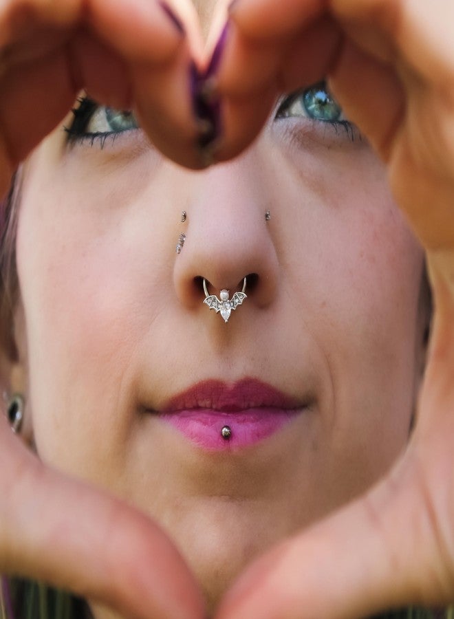 Body Candy Womens 16G Steel Hinged Segment Ring Seamless Cartilage Nipple Ring Clear Bat Nose Hoop 3/8" - Image 5