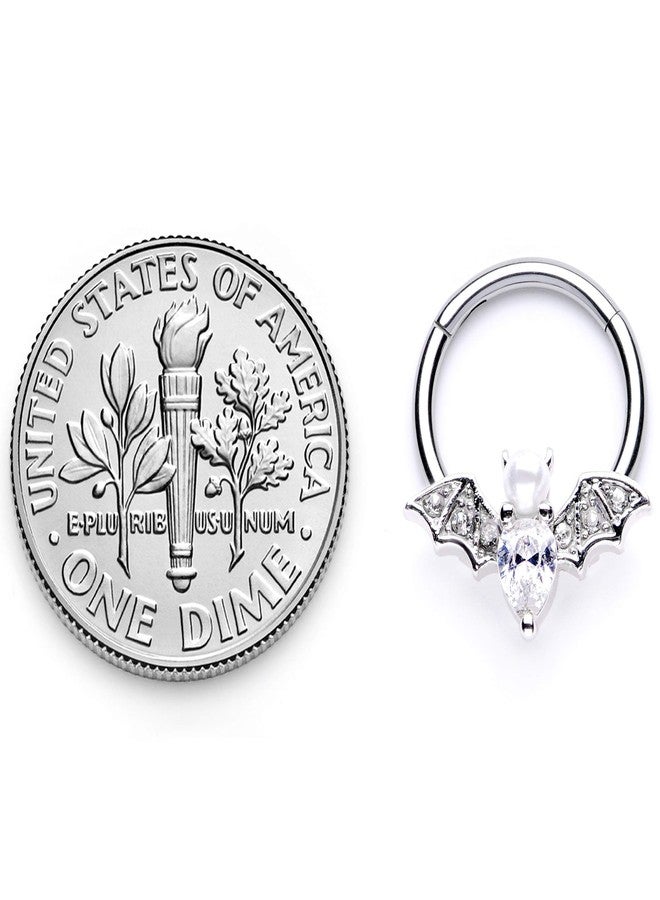Body Candy Womens 16G Steel Hinged Segment Ring Seamless Cartilage Nipple Ring Clear Bat Nose Hoop 3/8" - Image 3