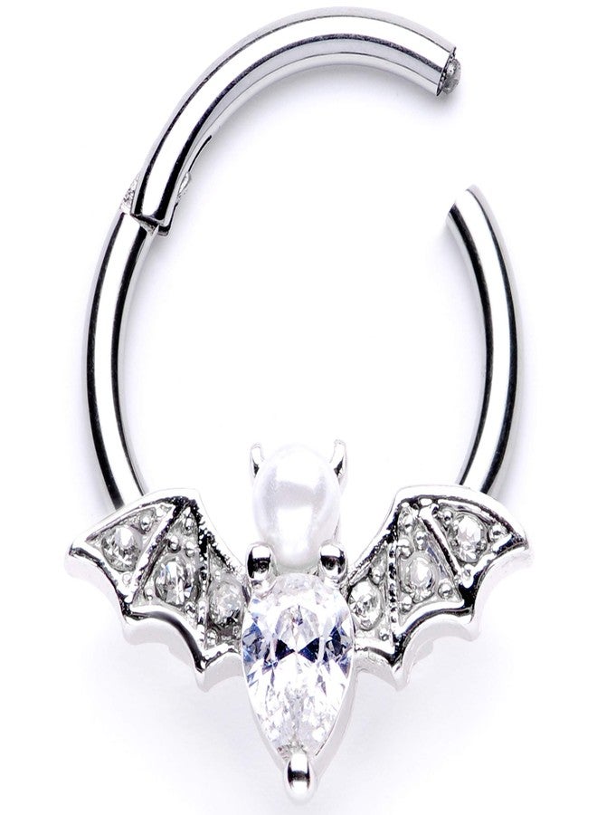 Body Candy Womens 16G Steel Hinged Segment Ring Seamless Cartilage Nipple Ring Clear Bat Nose Hoop 3/8" - Image 2