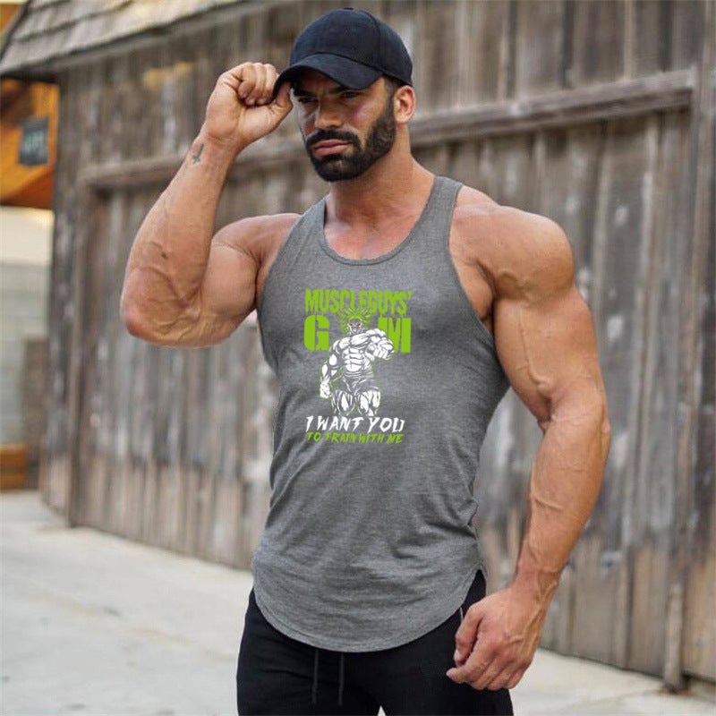 Summer Fitness Sports Vest Bodybuilding Training Wear Sweat-Absorbent Breathable Bottoming Shirt Tide Sleeveless T-Shirt Slim Fit Stretch T-Shirt - Image 3