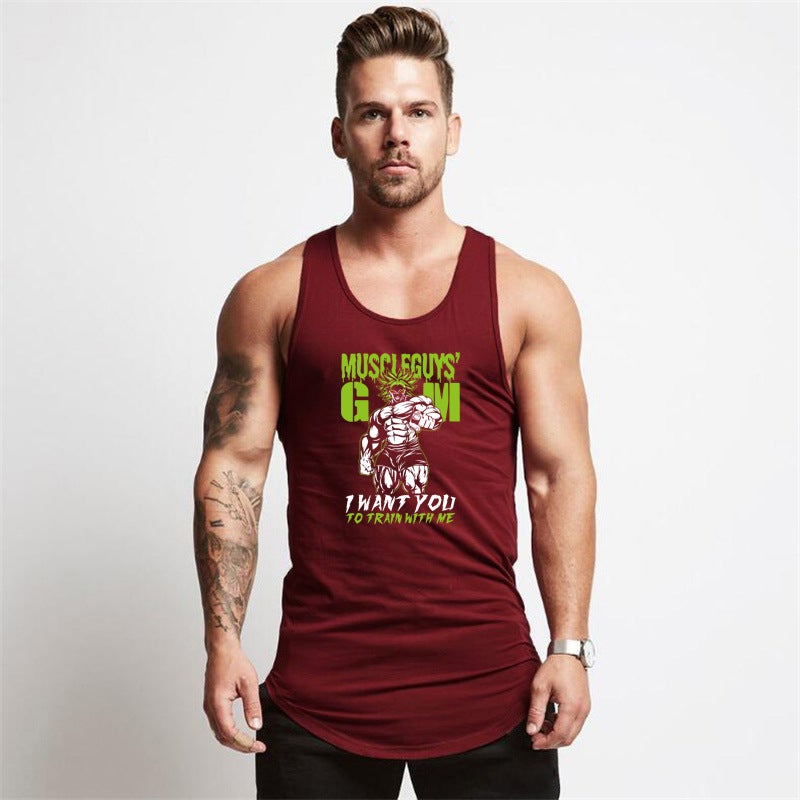 Summer Fitness Sports Vest Bodybuilding Training Wear Sweat-Absorbent Breathable Bottoming Shirt Tide Sleeveless T-Shirt Slim Fit Stretch T-Shirt - Image 5