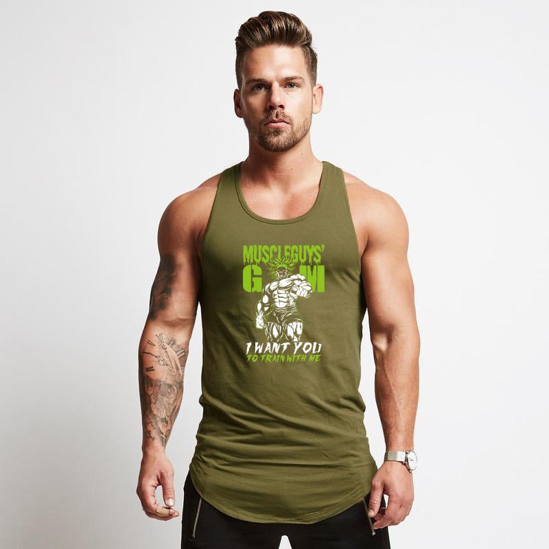 Summer Fitness Sports Vest Bodybuilding Training Wear Sweat-Absorbent Breathable Bottoming Shirt Tide Sleeveless T-Shirt Slim Fit Stretch T-Shirt - Image 1