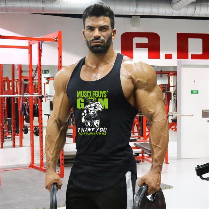 Summer Fitness Sports Vest Bodybuilding Training Wear Sweat-Absorbent Breathable Bottoming Shirt Tide Sleeveless T-Shirt Slim Fit Stretch T-Shirt - Image 2