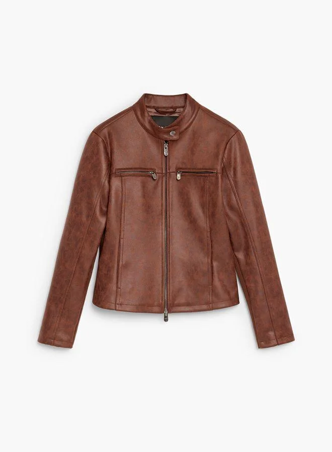 Desigual Brown Jacket Leather Effect for Women | Best Price UAE