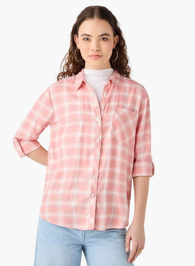 Lee Cooper Regular Fit Checked Collared Shirt with Long Sleeves - Image 1