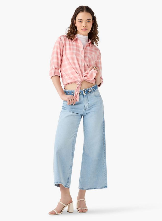 Lee Cooper Regular Fit Checked Collared Shirt with Long Sleeves - Image 2