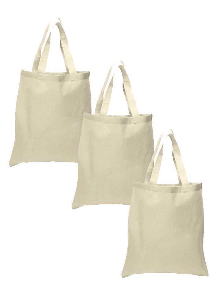 Set of 3 Eco Neutral Cotton Bags for Beach/Birthday/Wedding Party, DIY Crafts or Resuable Grocery Bag  - Image 1