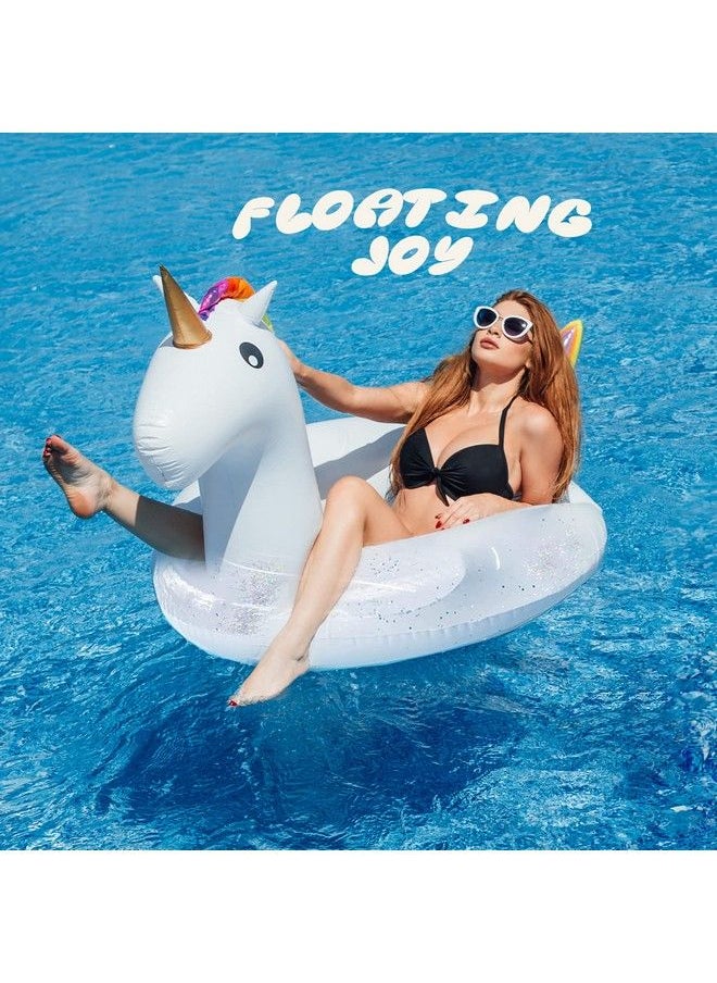 Boxgear - Inflatable Float Glitter Sequin Animal Pool Floats Swimming Pool Ring Pool Inflatables For Kids And Adults Pool Toys Inflatable Unicorn Pool Float 36 Inch Water Float (36 Inch) - Image 1