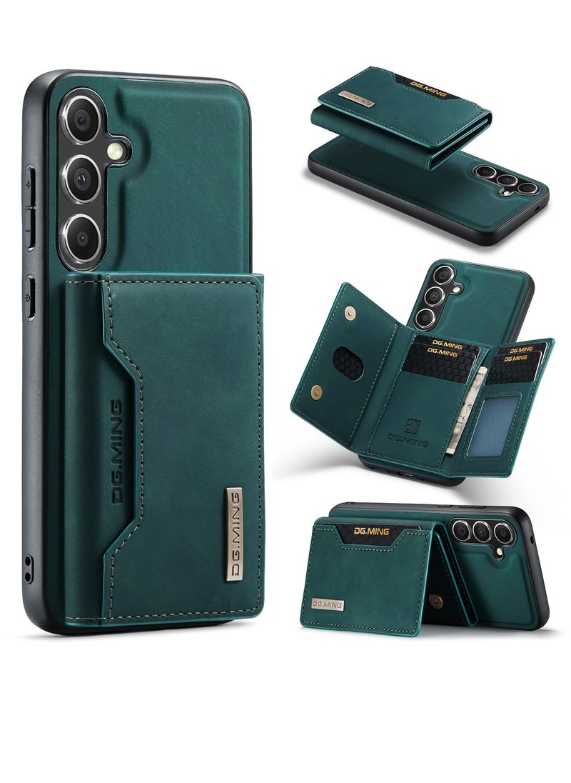 DGMING Wallet Case for Samsung Galaxy S24, DG.MING Premium Leather Phone Case Back Cover Magnetic Detachable with Trifold Wallet Card Holder Pocket for Samsung Galaxy S24 (Green)  - Image 2