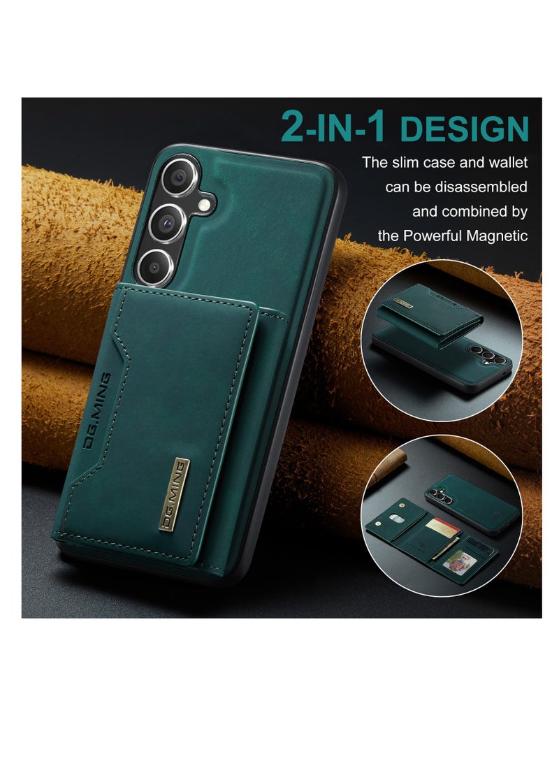 DGMING Wallet Case for Samsung Galaxy S24, DG.MING Premium Leather Phone Case Back Cover Magnetic Detachable with Trifold Wallet Card Holder Pocket for Samsung Galaxy S24 (Green)  - Image 3