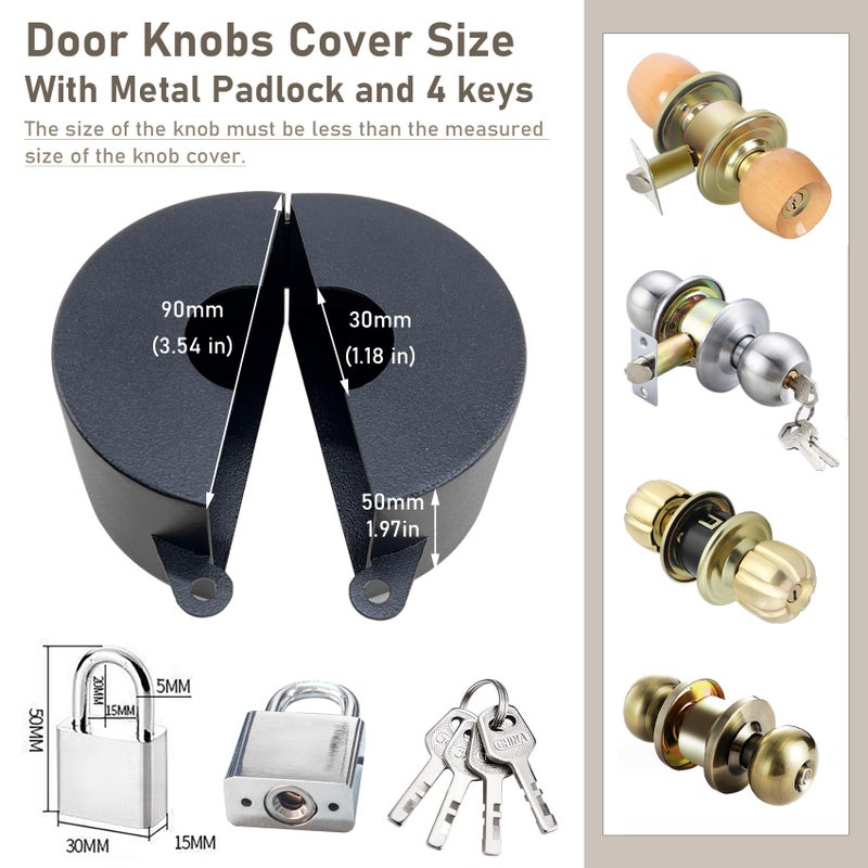 Pilispark Door Knob Lock Out Device With Padlock  Door Handle Lock - Prevents Turning Door Handles And Entering Keyholes  For Covering Door Handles/Faucets/Valves  Stainless Steel (Black) - Image 2