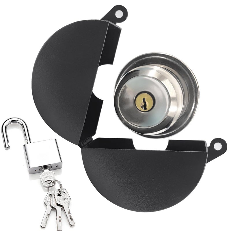 Pilispark Door Knob Lock Out Device With Padlock  Door Handle Lock - Prevents Turning Door Handles And Entering Keyholes  For Covering Door Handles/Faucets/Valves  Stainless Steel (Black) - Image 1