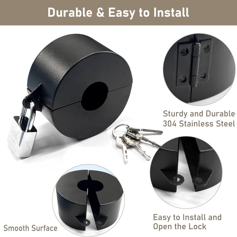 Pilispark Door Knob Lock Out Device With Padlock  Door Handle Lock - Prevents Turning Door Handles And Entering Keyholes  For Covering Door Handles/Faucets/Valves  Stainless Steel (Black) - Image 3