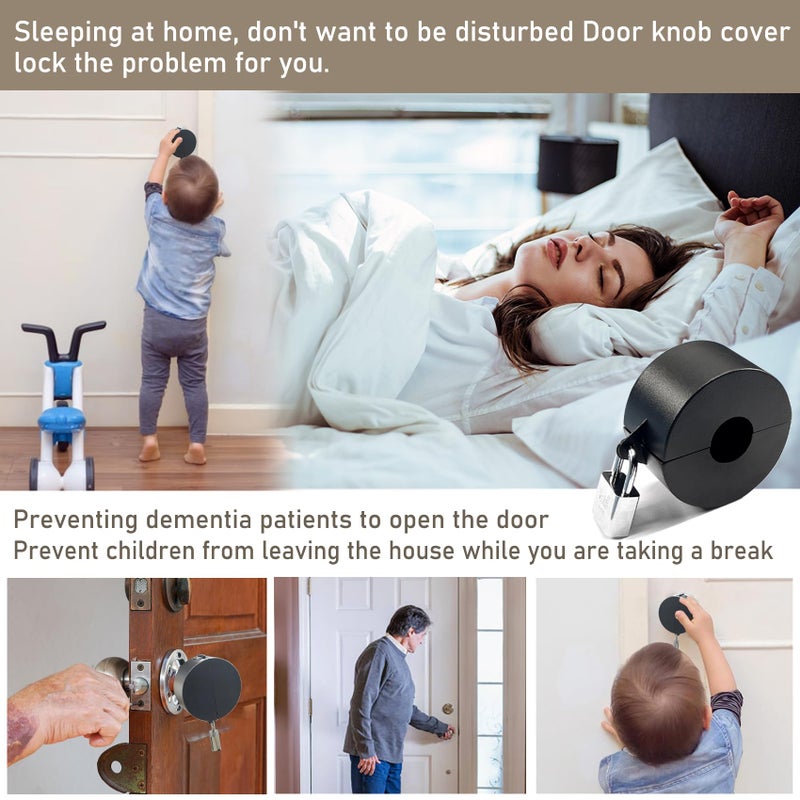 Pilispark Door Knob Lock Out Device With Padlock  Door Handle Lock - Prevents Turning Door Handles And Entering Keyholes  For Covering Door Handles/Faucets/Valves  Stainless Steel (Black) - Image 5