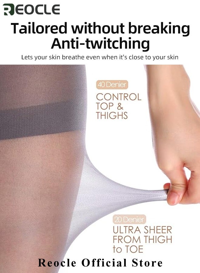 REOCLE Women's Pantyhose Control Top Pantyhose with Reinforced Toes & Anti-snagging Ultra-thin Breathable Pantyhose - Image 5