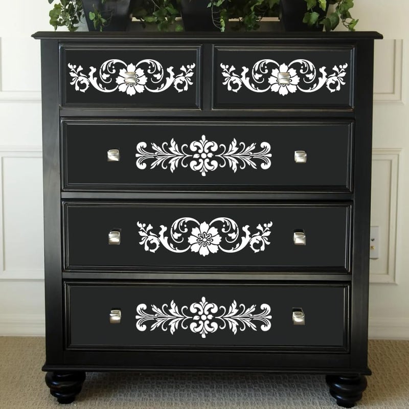 SUNVERSE Damask Stencils for Walls 12inch Corner Border Stencil Large Texture Stencils Mixed Medium Layering Templates for Painting on Walls Furniture Canvas Fabric - Image 3
