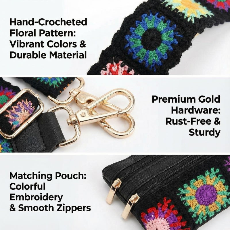 SCINYMC Phone Lanyard Crossbody with Zipper Pouch, Adjustable Phone Strap with Detachable Wallet/Wrist, Holds Multiple Cards & Cash, Clip and Go Strap Women/Teacher Gift for All Phone, Embroidered - Image 2