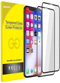 Screen Protector Super Glass JETOUCH 2pack Tempered Glass Screen Protector With Black Frame Compatible With iphone (clear&black frame, iphone XR/ 11)