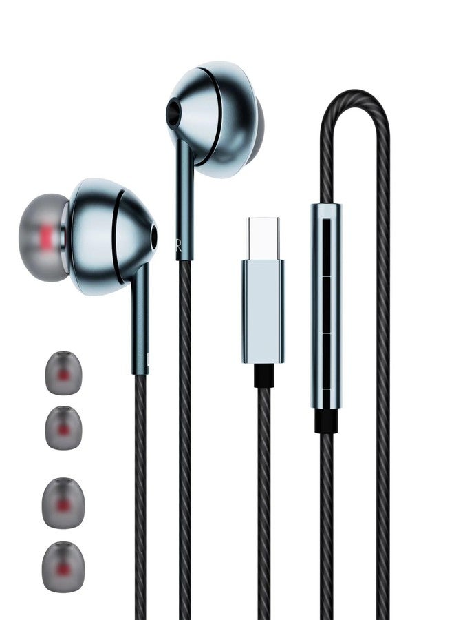 MAXAUX USB-C Wired Earbuds with Microphone, Volume Control, Noise Canceling, Compatible with Samsung Galaxy S24 S23 S22, iPhone 17 16 15 Pro Pro max, Pixel Phones - Image 1