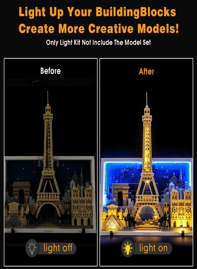 Vaodest مصباح LED من Vaodest لمجموعة Lego Paris City of Love 21064، تصميم وتكوين متوافق مع مجموعة Lego 21064 (مصباح LED فقط، وليس مجموعة مكعبات البناء). - Image 3
