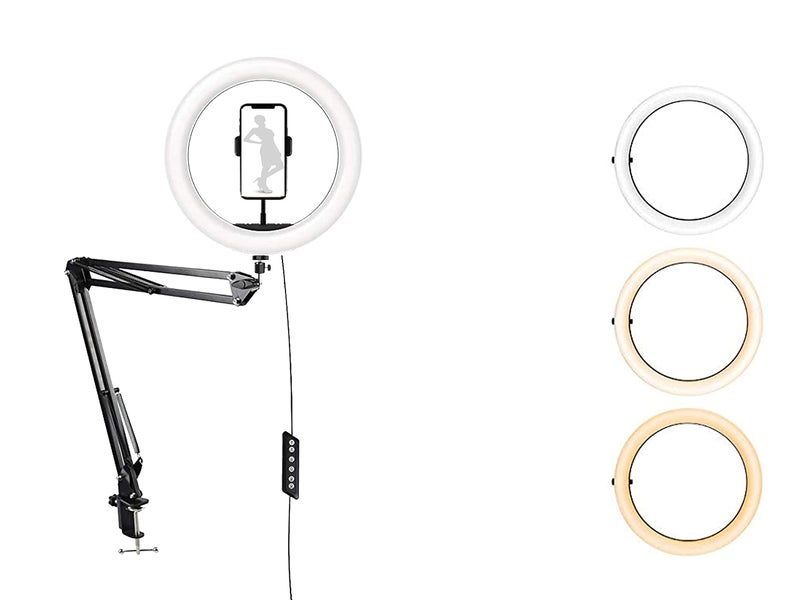 ADZOY Professional Combo of 12 Inch Ring Light & Overhead Suspension Arm Stand (Table Lamp) for Cell Phone, Baking, Craft, Calligraphy, Drawing, Online Lesson, Video Recording (12_Inch_RGB) - Image 1