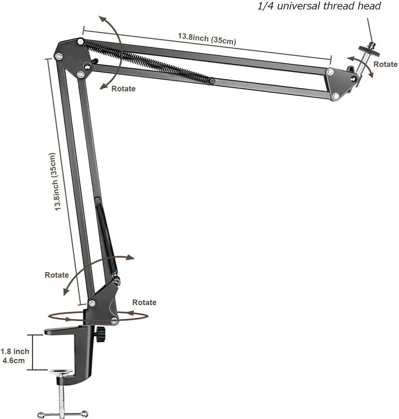 ADZOY Professional Combo of 12 Inch Ring Light & Overhead Suspension Arm Stand (Table Lamp) for Cell Phone, Baking, Craft, Calligraphy, Drawing, Online Lesson, Video Recording (12_Inch_RGB) - Image 3