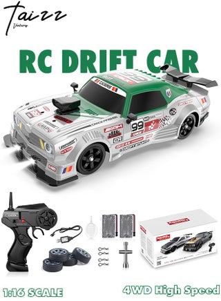 1:16 Scale Remote Control Car RC Drift Car 4WD 18KM/H High Speed Model Vehicle 2.4GHz with LED Lights Spray Rubber Tire Racing Sport Toy Car for Adults Boys Girls Kids Gift 2Pcs Rechargeable Batteries - Green - pzsku/Z61AA49539C091B98DA5EZ/45/1743856587/4309d3c0-36f2-4b67-a7ef-55a4ccb73513