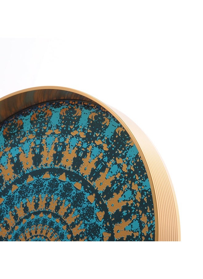 Topical - Small round turquoise gilded serving platter - Image 1