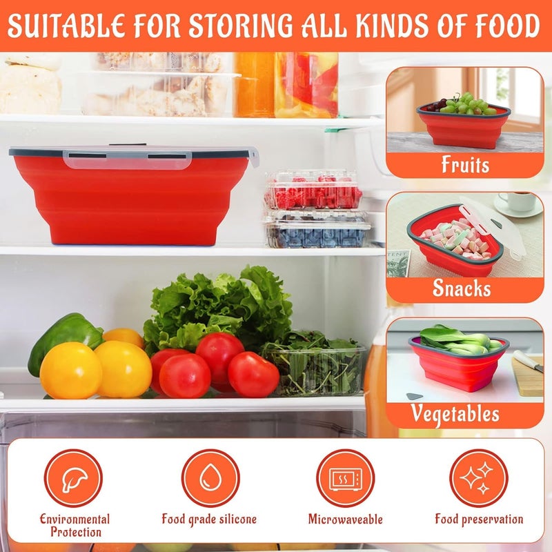 MIXEN Pizza Storage Container, Reusable Pizza Container Expandable with 5 Microwavable Serving Trays Collapsible Silicone Pizza Container to Leftover Organization, Microwave Dishwasher Safe - Image 2