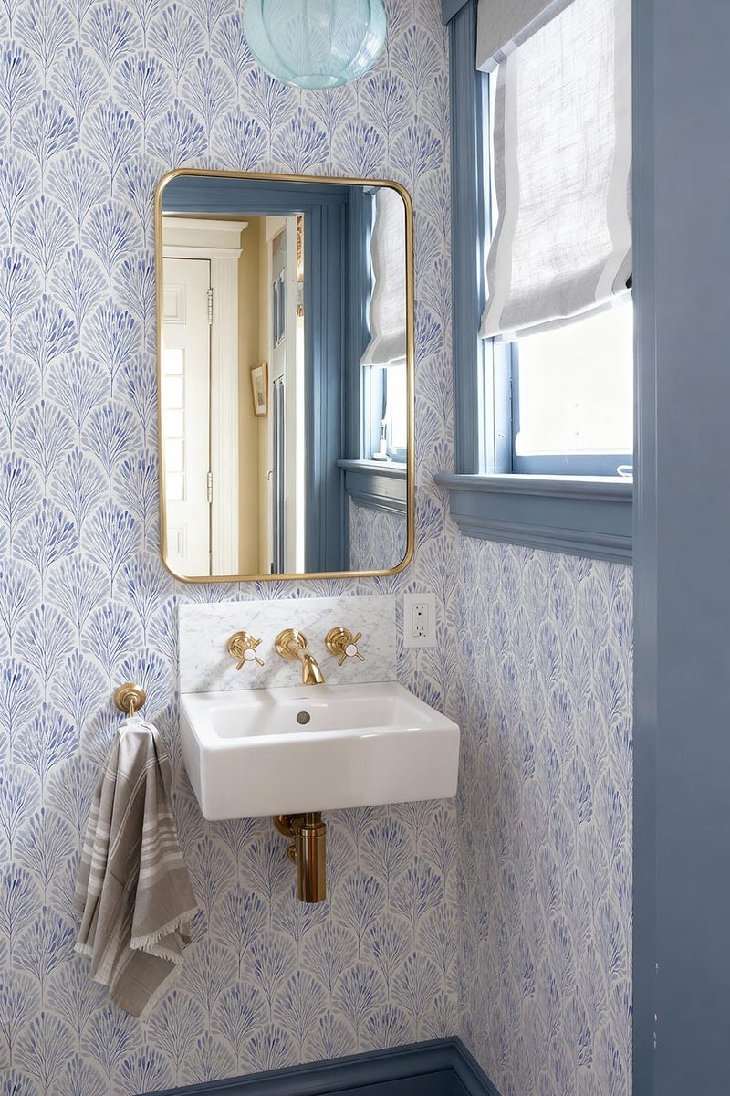 Simon&Siff Modern Wallpaper Peel and Stick Boho Contact Paper Blue Geometric Wallpaper Removable Waterproof Self Adhesive Wall Paper for Bedroom Cabinets Decor 120" x 17.3" - Image 1