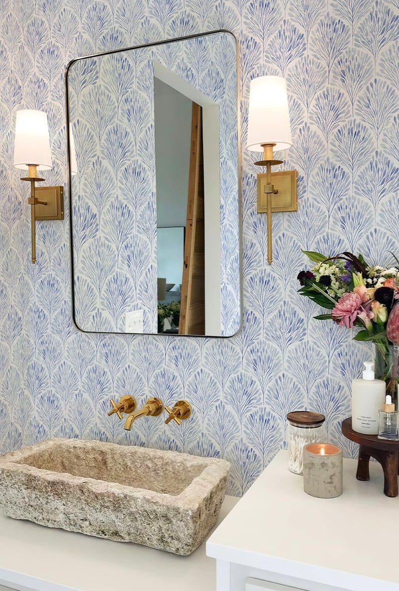 Simon&Siff Modern Wallpaper Peel and Stick Boho Contact Paper Blue Geometric Wallpaper Removable Waterproof Self Adhesive Wall Paper for Bedroom Cabinets Decor 120" x 17.3" - Image 5