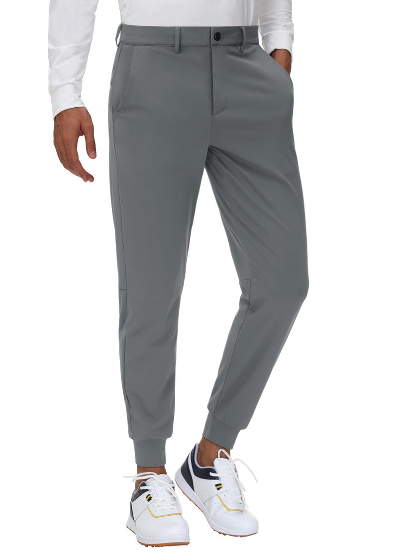 JWM Men's Stretch Golf Joggers Pants with Belt Loops - 29" Slim Fit Tapered Casual Business Travel Dress Work Sweatpants - Image 1