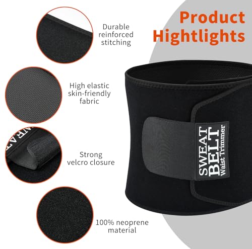 AMZBOSS Waist Trainer for Women & Men, Waist Sweat Band, Belly Band Sweat Belt, Stomach Wrap, Body Shaper Belt (Black, X-Large) - Image 5