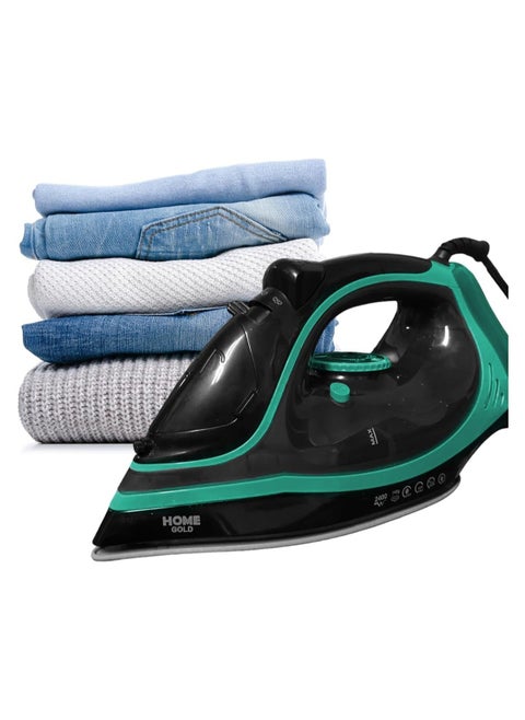 Home Gold Steam Iron for Effortless Ironing with Fast Heat Up, Dual Modes and Advanced Safety Features - 2600W, Ceramic Coating, Variable Steam Control, HG-803 (Cyan Blue)