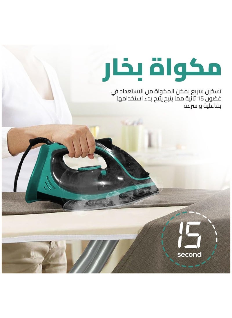 Home Gold Steam Iron for Effortless Ironing with Fast Heat Up, Dual Modes and Advanced Safety Features - 2600W, Ceramic Coating, Variable Steam Control, HG-803 (Cyan Blue)