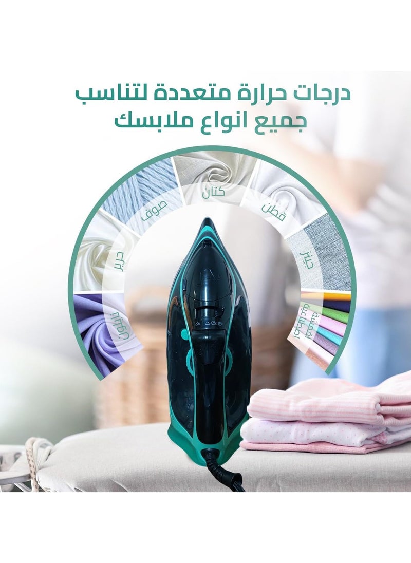 Home Gold Steam Iron for Effortless Ironing with Fast Heat Up, Dual Modes and Advanced Safety Features - 2600W, Ceramic Coating, Variable Steam Control, HG-803 (Cyan Blue)