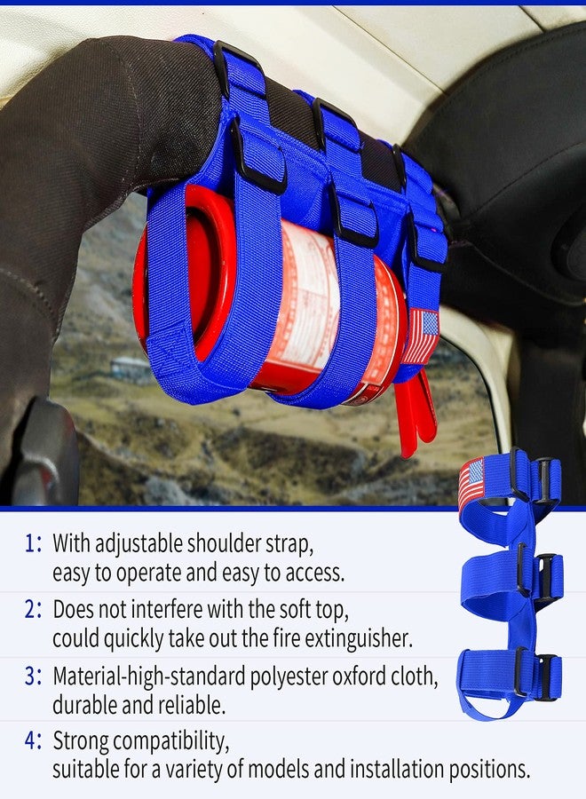 Voodonala Adjustable Roll Bar Fire Extinguisher Mount Holder 3 lb for Jeep Wrangler Unlimited CJ YJ LJ TJ JK JKU JL JLU 4XE,Blue with USA Flag Pattern - Image 4