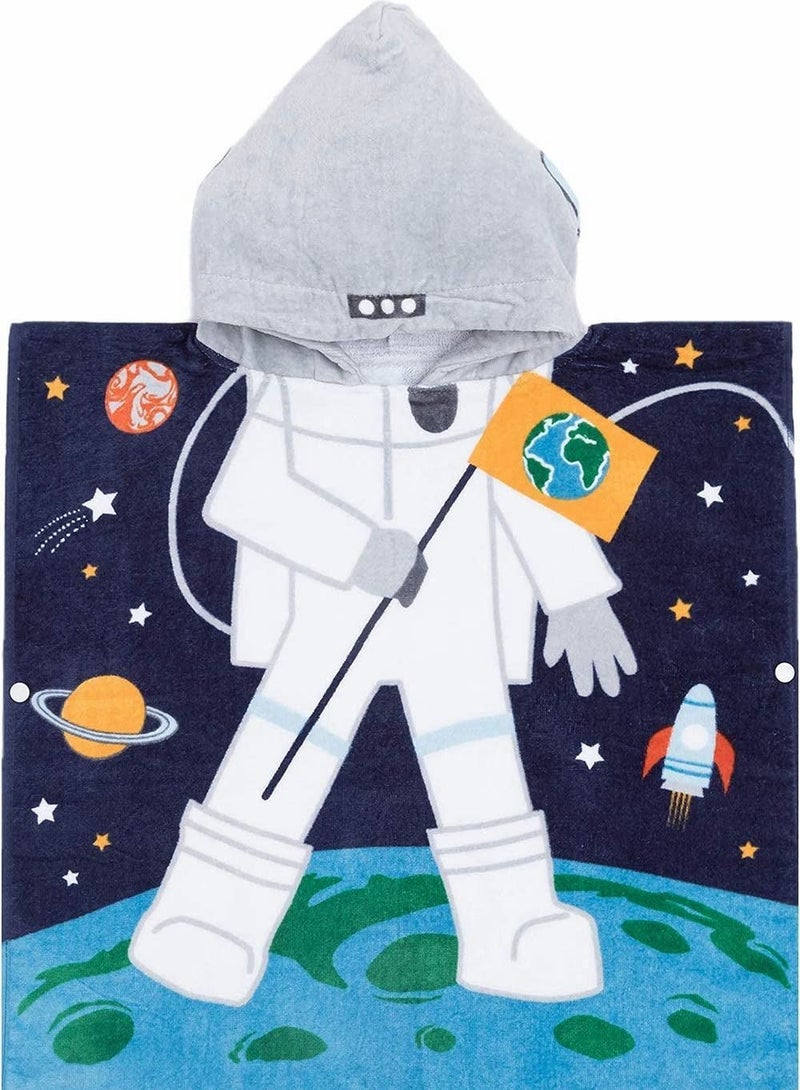 Y&D Hooded Towel for Babys Toddlers, 12 Months to 5 Years, Cotton Wrap, Super Soft Absorbent Cotton, Multi Use Kids Bath Pool Beach Swim Bathroom Child Cover ups, Astronaut Theme - Image 1