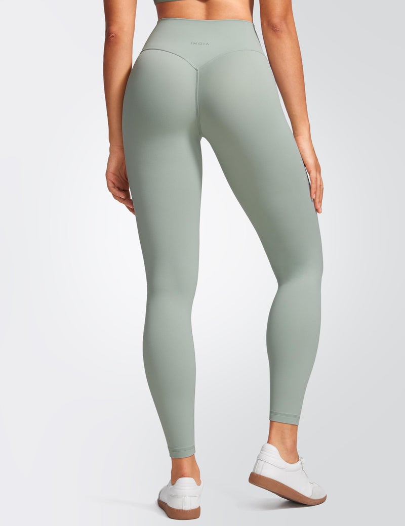 INGIA Womens High Waist No Front Seam Scrunch Butt Leggings Workouts 25 Inches V-Back Scrunch Booty Gym Yoga Pants Mineral Medium - Image 2
