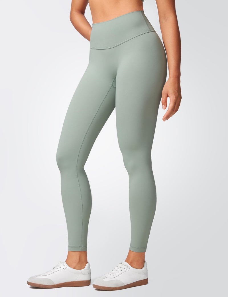 INGIA Womens High Waist No Front Seam Scrunch Butt Leggings Workouts 25 Inches V-Back Scrunch Booty Gym Yoga Pants Mineral Medium - Image 4