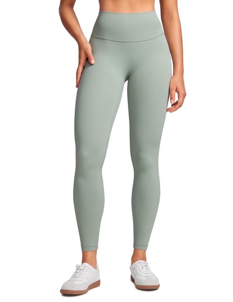 INGIA Womens High Waist No Front Seam Scrunch Butt Leggings Workouts 25 Inches V-Back Scrunch Booty Gym Yoga Pants Mineral Medium - Image 1