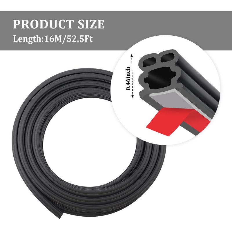 Stacool 52.5Ft Car Door Seal,Thickened Rubber Automotive Weather Stripping for Hoods,Trunks,Windows,Universal Soundproof Car Weather Stripping Car Accessories for Most Car,Truck,SUV (52.5Ft) - Image 2