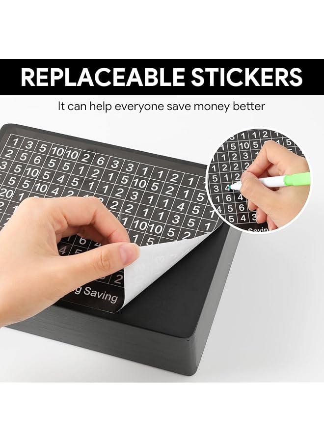 إيروريكس صندوق توفير النقود صندوق توفير خشبي حصالة نقود للكبار والصغار مع 8 أهداف توفير 500 10000 صندوق تحدي أهداف توفير النقود قطعة واحدة حافظة تخزين النقود لا يتطلب التثبيت - Image 3