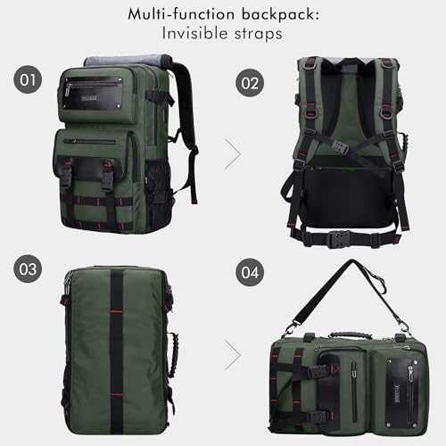 WITZMAN Carry On Travel Backpack for Men Duffle Bags Fit 17 Inch Laptop Airline Approved Laptop Backpack(B685 Army Green) - Image 4